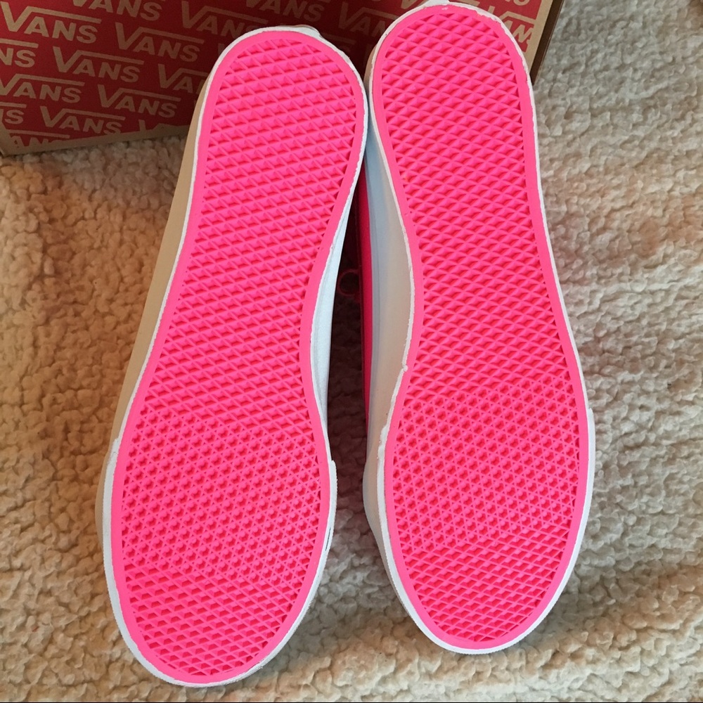 NWT Vans Sk8-Hi Slim Neon Pink Leather, W 9.5, M 8 - Picture 5 of 7